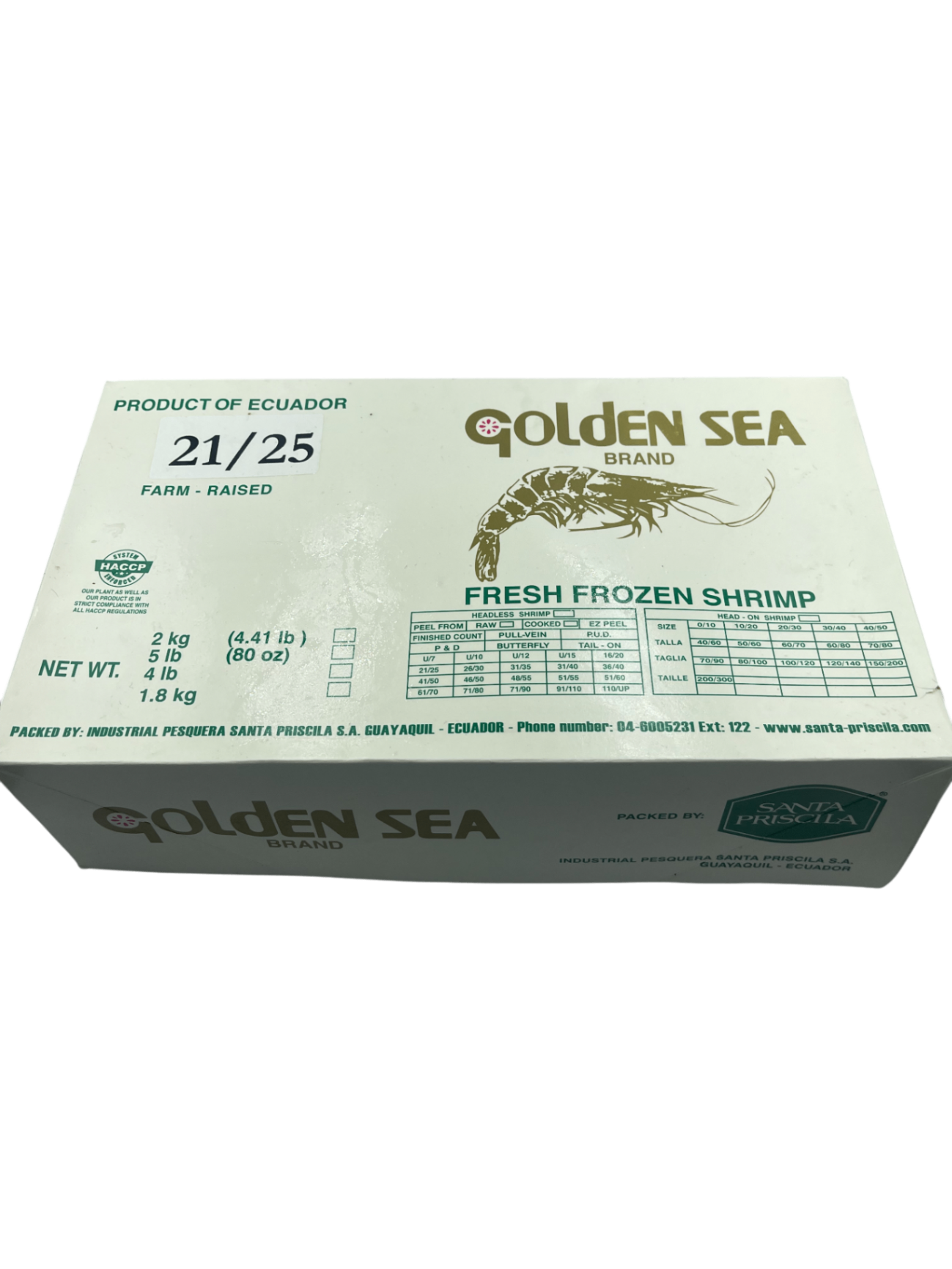 Креветка 21/25, 10% глазурі, блок 2,24 кг Santa Priscila