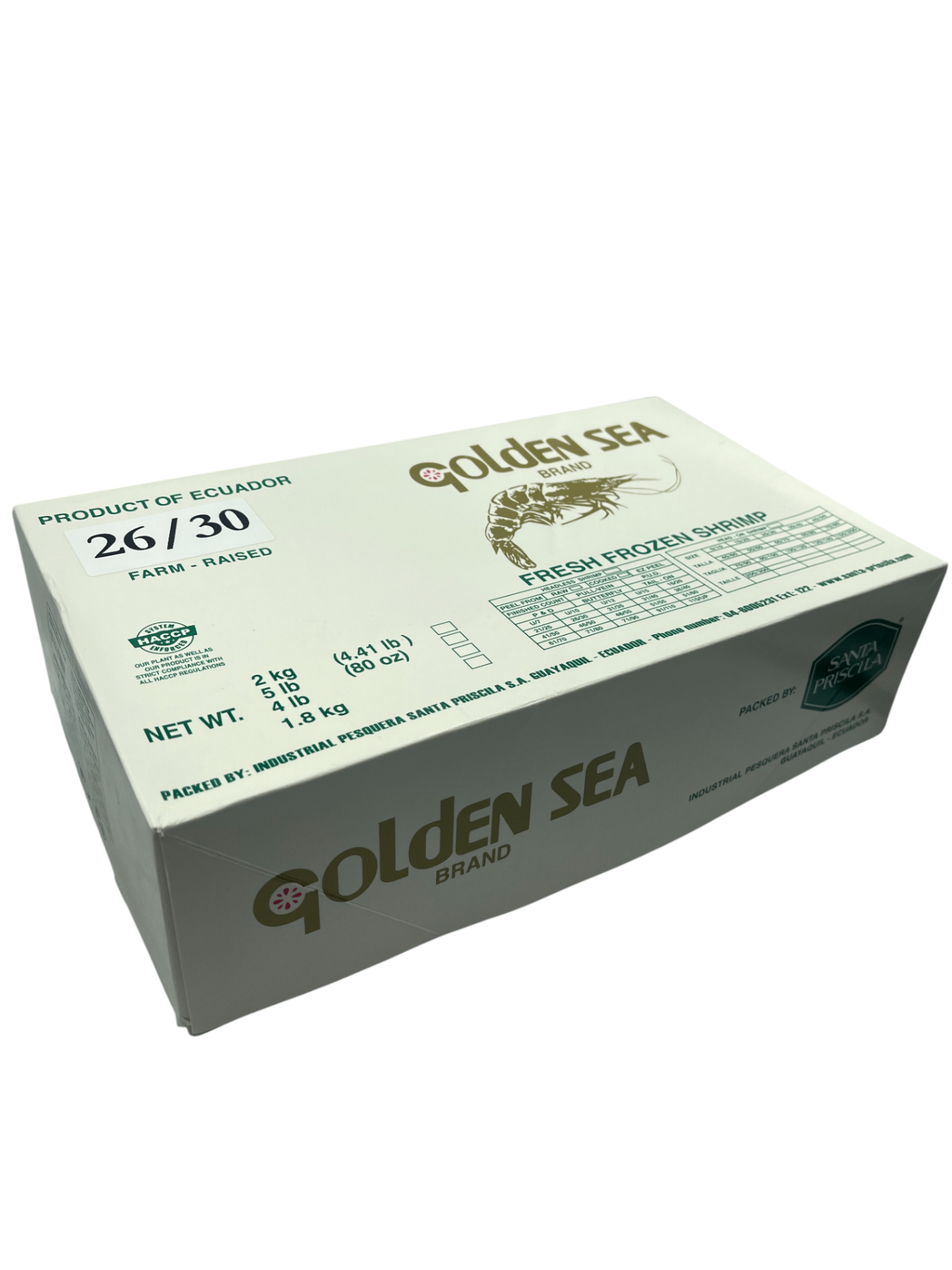 Креветка 26/30, 10% глазурі, блок 2,2 кг Santa Priscila