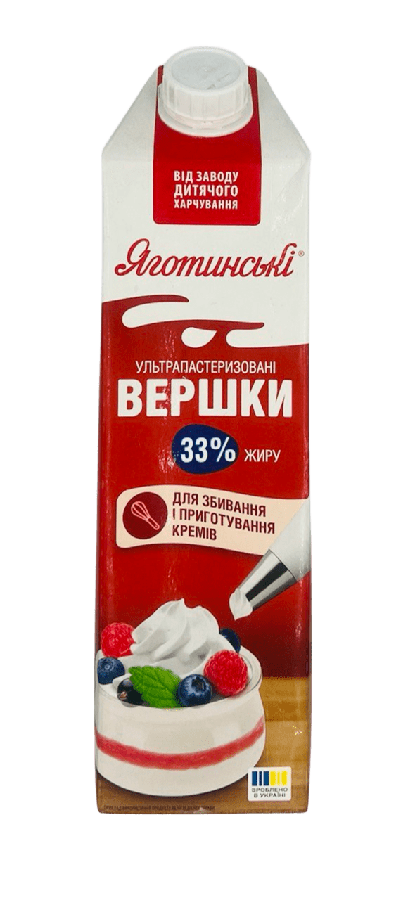 Вершки ультрапаст. 33% 950г/0,947л тетра-пак ТМ "Яготинські"