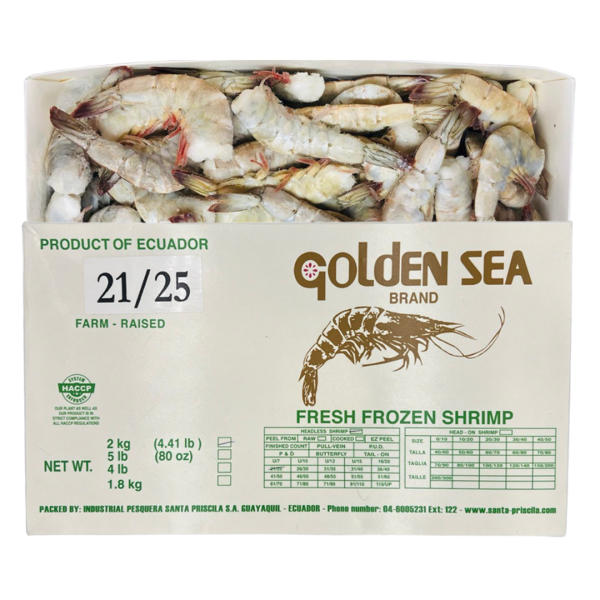 Креветка  21/25 0% глазурі, блок 2кг